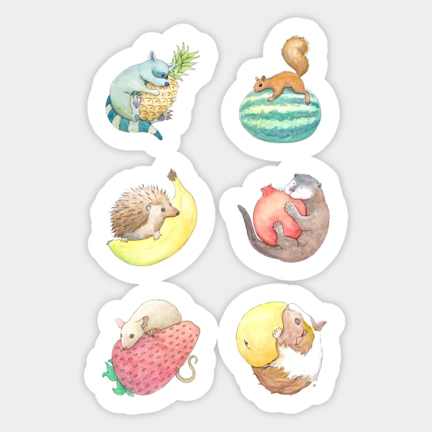 Small Animals & Fruit Sticker by timgorichanaz